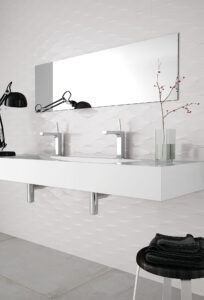 Happy Floors Glaciar Nude Glossy 12x36 bath wall tile Quality Floors & More Pomapno Beach