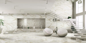 Happy Floors Stratus Oro Rhomboid mosaic- 24x48 tile-12x24 tile room Quality Floors & More Pompano Beach