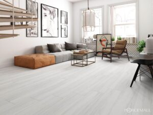 Porcemall Hensa Beige Matte 9x48 wood tile room pic Quality Floors & More Pomapno Beach
