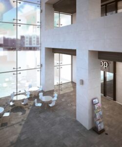 Porcemall-Nexus-Glaciar 24x48 tile on the wall and columns. Nexus Pearl 24x24 tile on the floor picture Quality Floors & More Co Pompano Beach