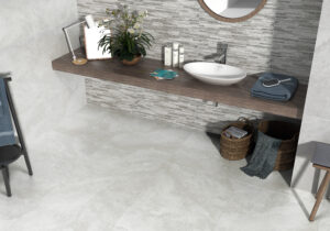 Happy Floors Ciprani White Natural 24x24-floor, Murette-wall, 12x24 -wall room pic Quality Floors & More Pompano Beach