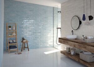 Happy Floors Titan White Touch Glossy 4x12 wall tile- Titan Aqua 4x12 wall tile Quality Floors & More Pompano Beach