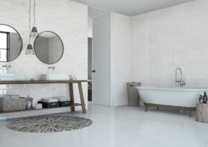 Happy Floors Titan White Touch Glossy 4x12 wall tile- Titan White 12x36 wall tile Quality Floors & More Pompano Beach