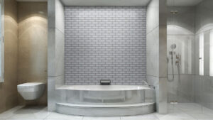 MSI Ice Bevel Subway 2x6 glass mosaic tub wall Quality Floors & More Pompano Beach