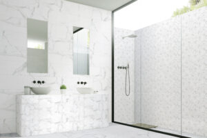 Happy Floors Alsacia 12x36 tile on wall 24x24 on floor- Hexagon Mosaic-1x1 Mosaic in shower-bathroom picture Quality Floors & More Co Pompano Beach