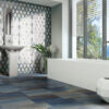 Happy Floors Macaubas Pearl + Azul Rope mosaic wall Quality Floors & More Pompano Beach