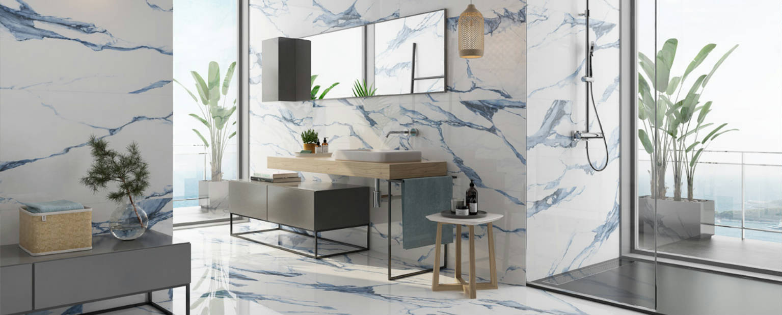 Calacatta Blue Polished Rectified Porcelain Tile