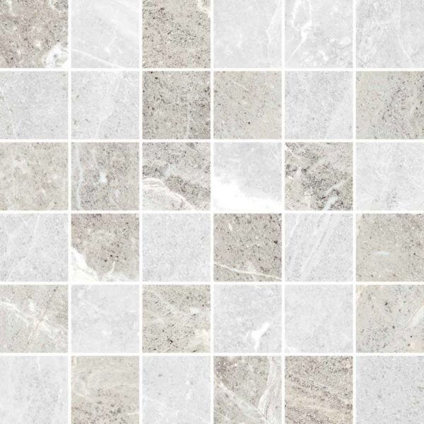 Flint Ice 2×2 Mosaic (White-Silver Mix)