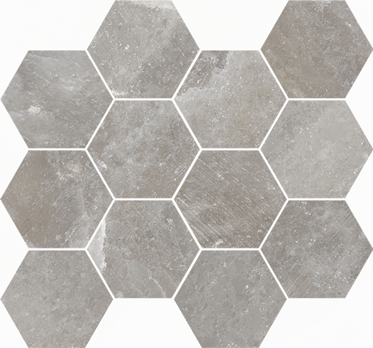 Salt Stone Ash Hexagon Matte Mosaic