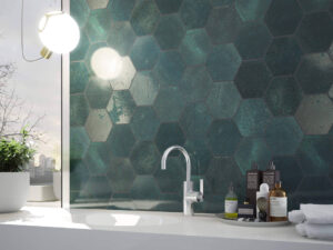 Vibrant Green Hexagon 5x6 Glossy Ceramic Tile