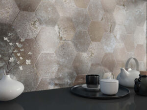 Vibrant Grey Hexagon 5x6 Glossy Ceramic Tile