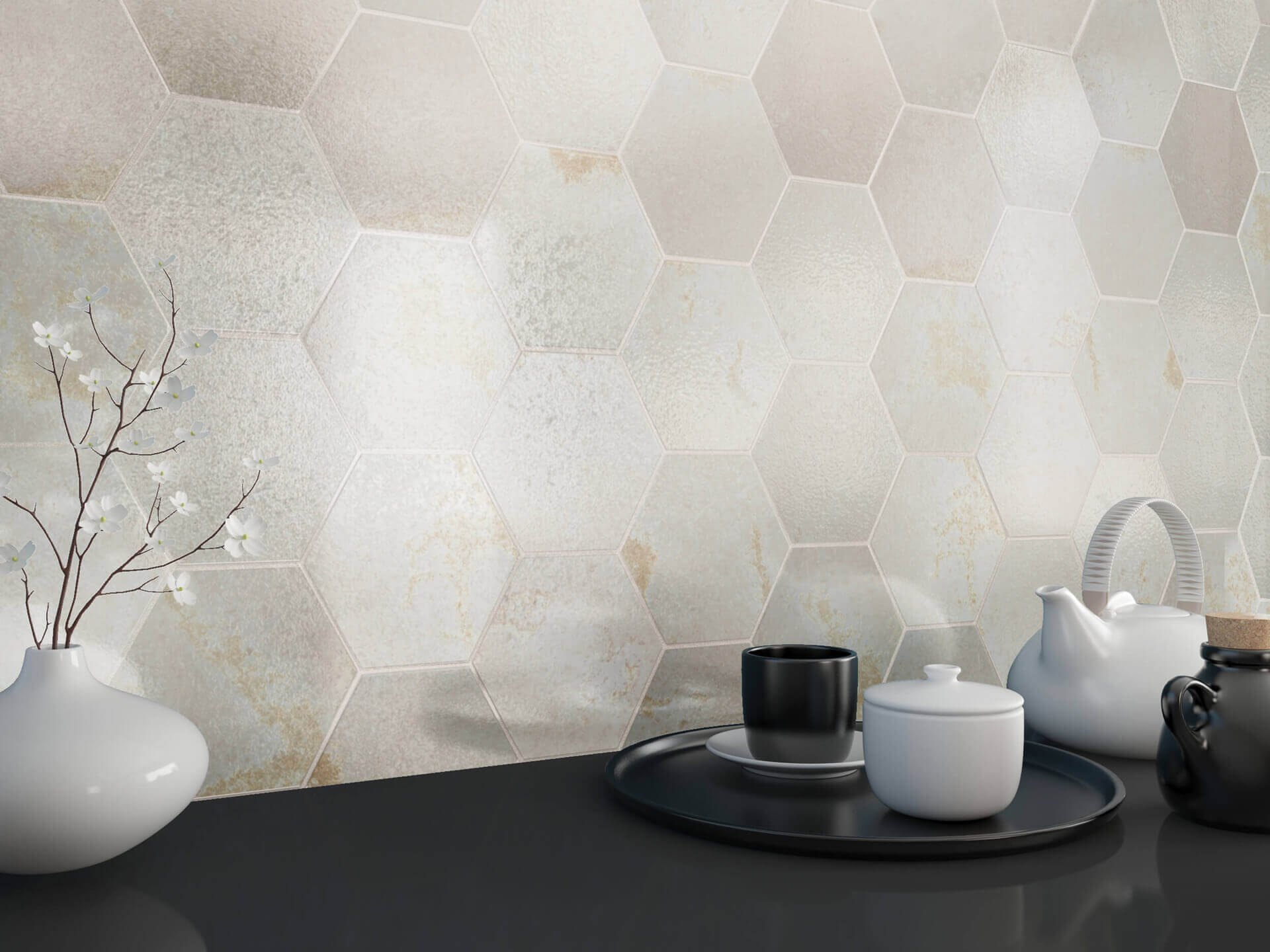 Vibrant White Hexagon 5×6 Glossy Ceramic Tile