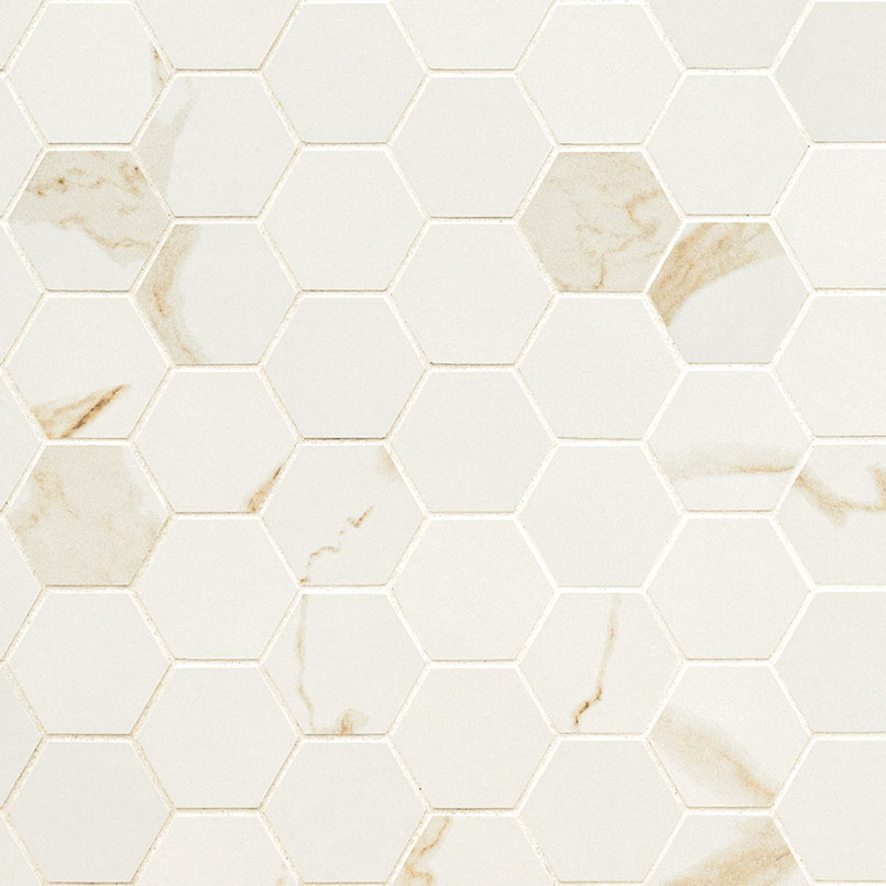 Eden Calacatta 2x2 Hexagon Matte Mosaic