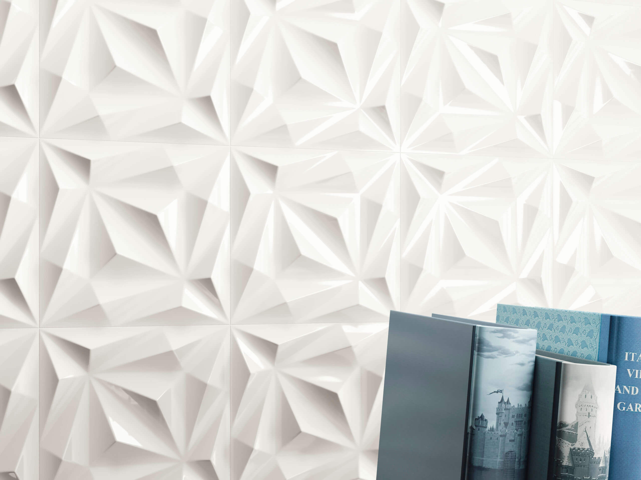 Esenzia White Deco Glossy 6×6 Ceramic Tile