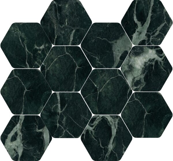Kobe Verde Polished 2×2 Rounded Hexagon Mosaic