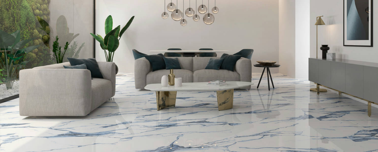 Calacatta Blue Polished 36×36 Rectified Porcelain Tile