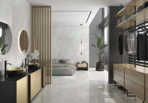 Line White Polished 24x48 Rectified Porcelain Tile